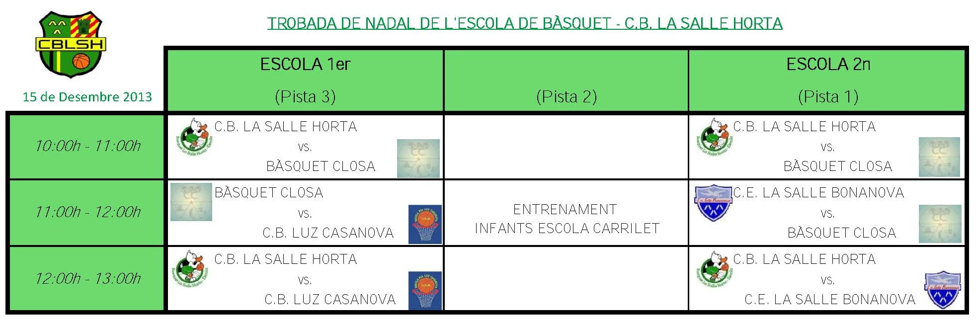 Horaris Trobada de Nadal